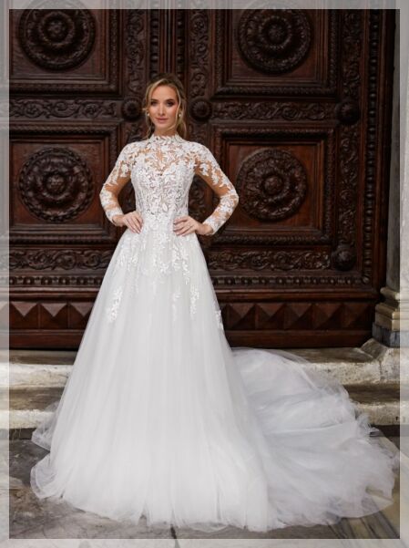 Tres Chic TC25218 - Hooggesloten bruidsjurk
